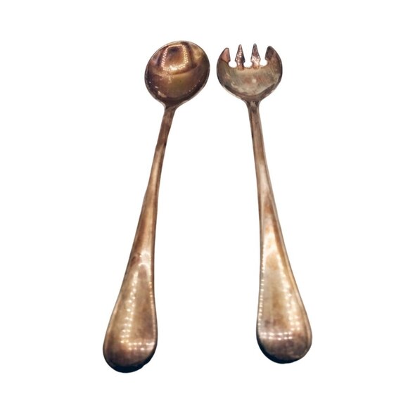 Italian Silver Plate Salad Serving Set Spoon Fork Elegant Dining Vintage 9 Inch - Picture 3 of 14